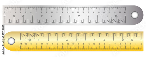 Ruler with inch, centimeter and millimeter scale for apps or website