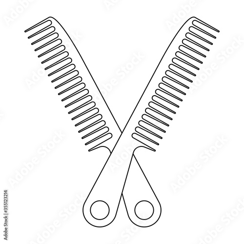 crossed on hair comb flat vector icon for apps and websites