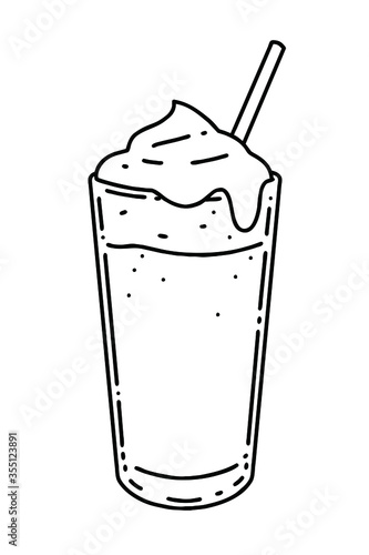 Dalgona coffee Vector line art illustration.