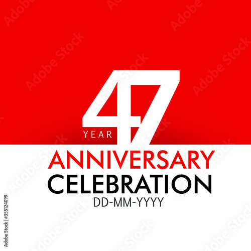47 year Anniversary Concept Red Color and White for Banner, Poster, Greeting Card - Vector
