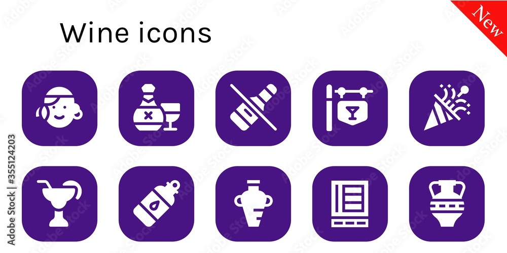 Modern Simple Set of wine Vector filled Icons Modern Simple Set of wine Vector filled Icons