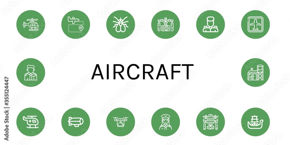 Set of aircraft icons Set of aircraft icons