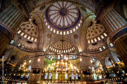 Interior view from the Blue Mosque, Sultanahmed Mosque built by Sultan Ahmed photo