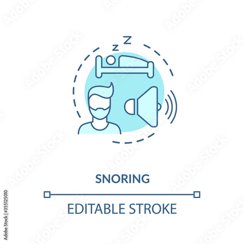 Snoring concept icon. Common mens health problem, sleep apnea idea thin line illustration. Annoying noise, disrupting chronic condition. Vector isolated outline RGB color drawing. Editable stroke