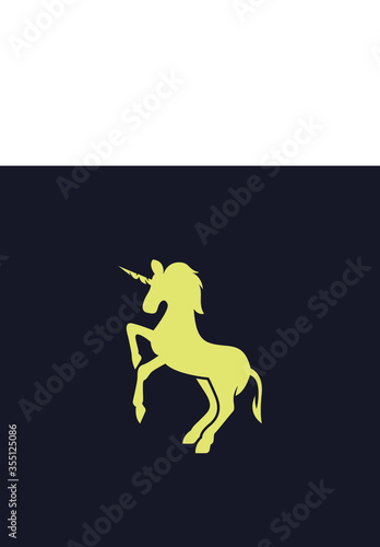 simple minimalist horse unicorn logo vector design  