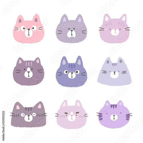 Vector Illustration of Cartoon Cat Face Design