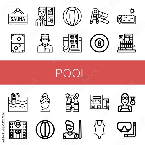 pool simple icons set