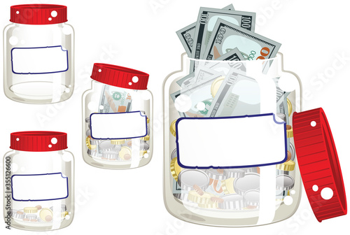 Money saving glass jar