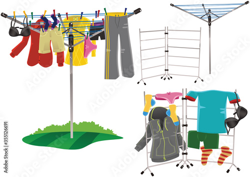Rotary clothes drier and clothes horse
