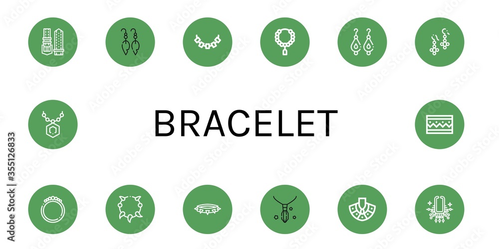bracelet simple icons set bracelet simple icons set