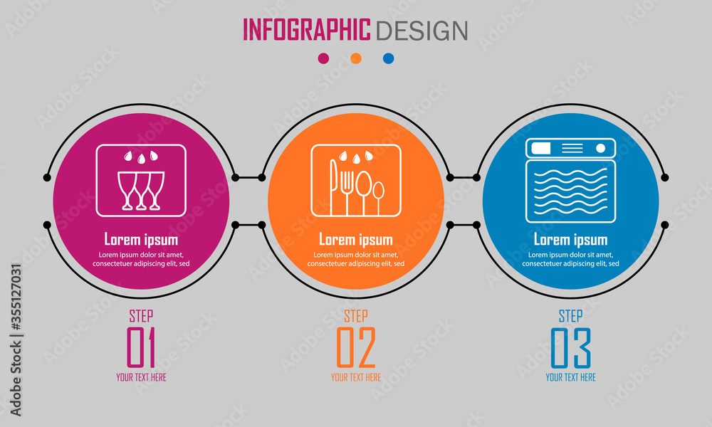 Fototapeta premium Abstract paper infografics of rinse mark, rinse fork and knives, dishwasher. Vector eps10 illustration