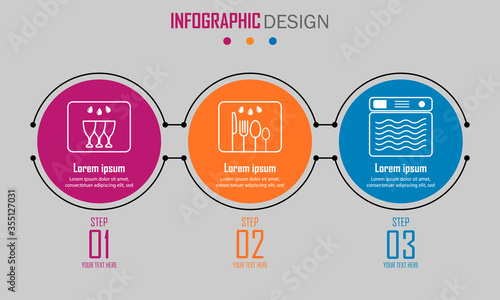 Abstract paper infografics of rinse mark, rinse fork and knives, dishwasher. Vector eps10 illustration