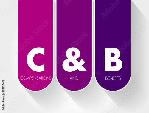 C&B - Compensations & Benefits acronym, business concept background