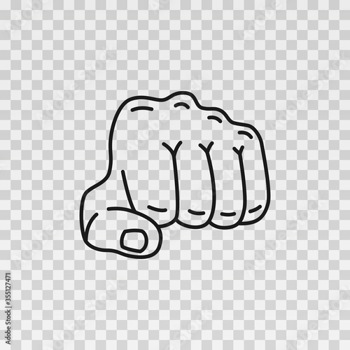 Hand drawn Fist isolated on transparent background. Sketch. Vector illustration.