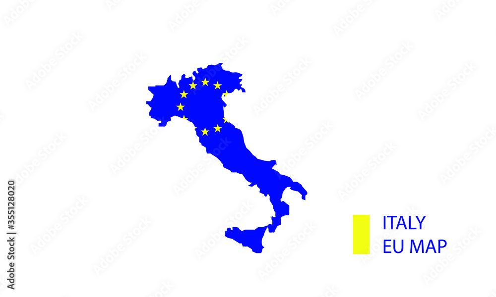 Italy map European Union flag country shape vector illustration Italy map European Union flag country shape vector illustration
