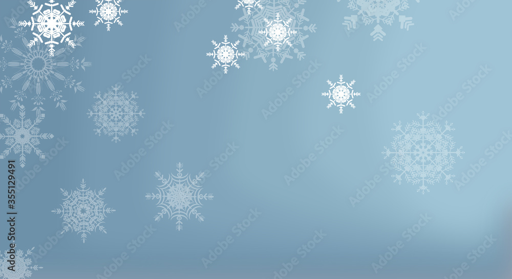art christmas blue background with snowflakes and space for text