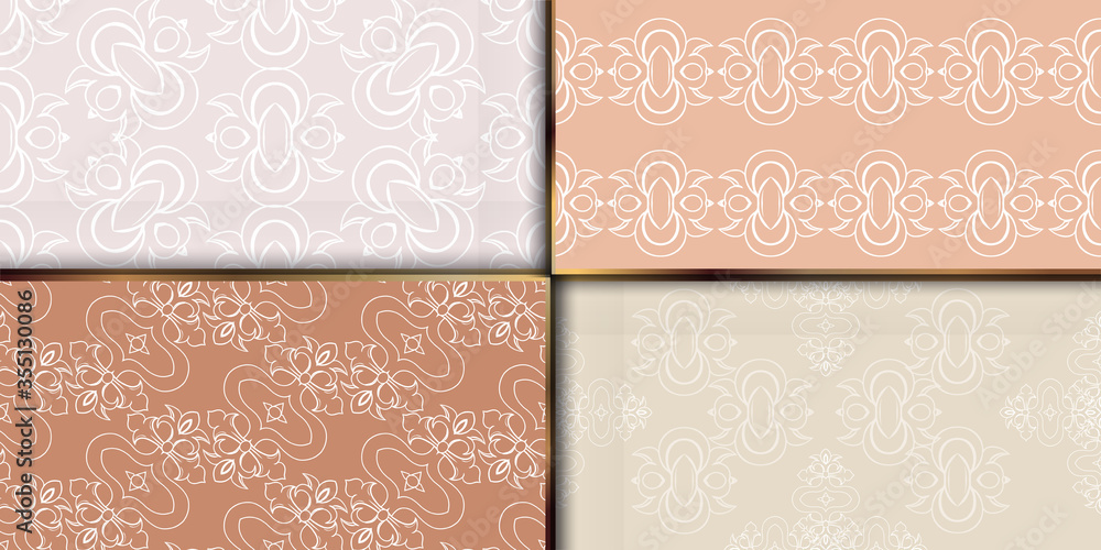 Set seamless color damsk pattern. Allover vector design for fabric, apparel textile, interior, wallpaper, phone case.