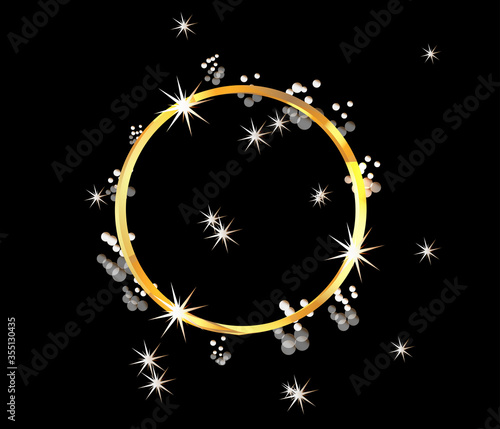 Gold bangles isolated on black light
