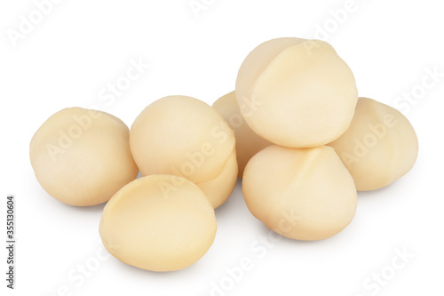 macadamia nuts isolated on white background with clipping path and full depth of field