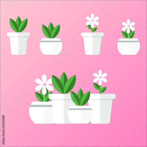 vector illustration plants and flowers in pots ,flat style and icon of room plants.