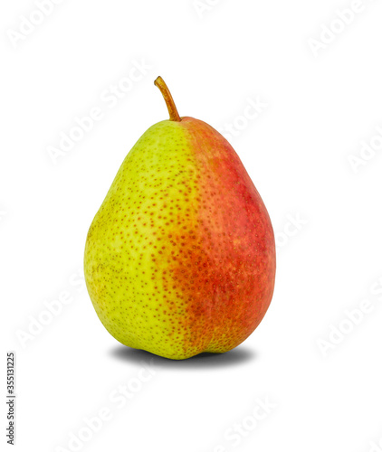 Fresh green and red Chinese pear fruit isolated on white background, die cut with clipping path