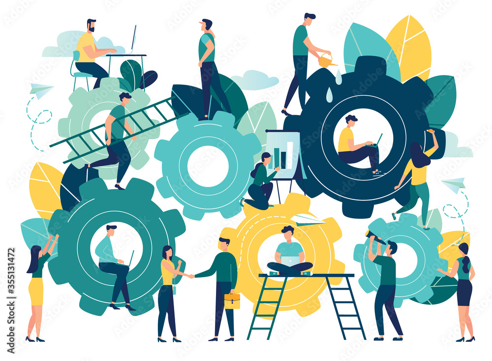 Business concept of vector illustration, little people links of ...