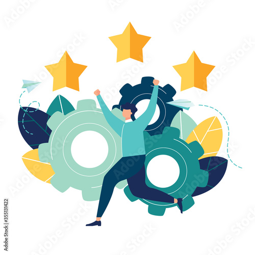 Vector illustration, Customer reviews rating, Different people give a review rating and feedback, Support for business satisfaction.