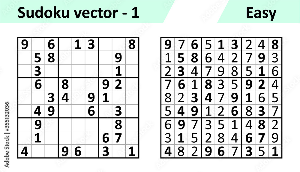 Conjunto de vetores de nível médio sudoku com respostas