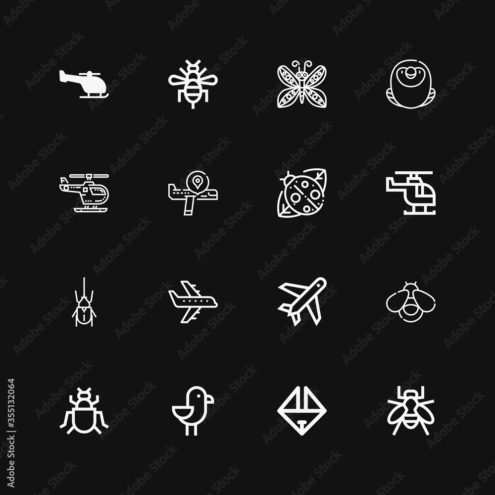 Editable 16 wing icons for web and mobile
