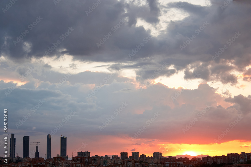 Madrid landscape with stormy clouds