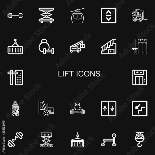 Editable 22 lift icons for web and mobile