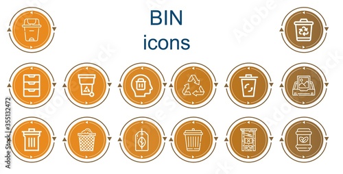 Editable 14 bin icons for web and mobile