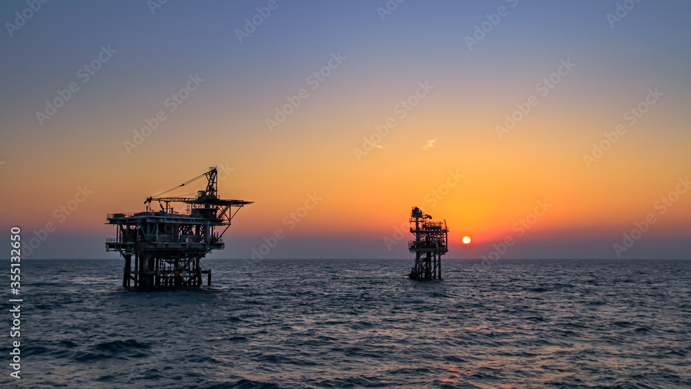 Sunset at Oil Field