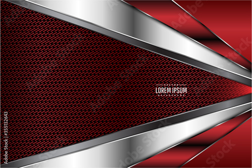 Metal technology background elegant with red and silver glossy 