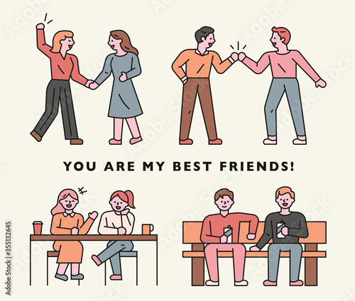 best friends. flat design style minimal vector illustration.