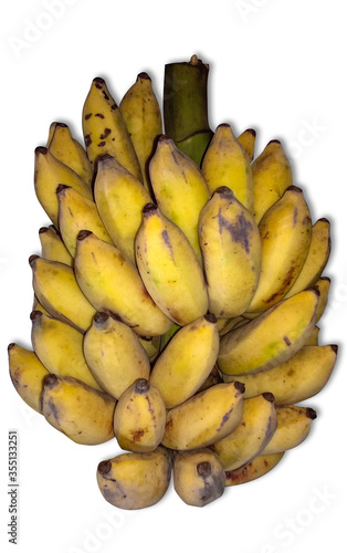 Bunch of ripe bananas with white background 