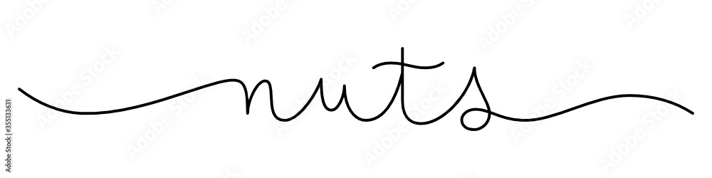 NUTS black vector monoline calligraphy banner with swashes NUTS black vector monoline calligraphy banner with swashes