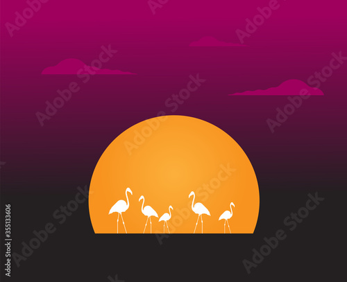Flat illustration vector flamingo bird
