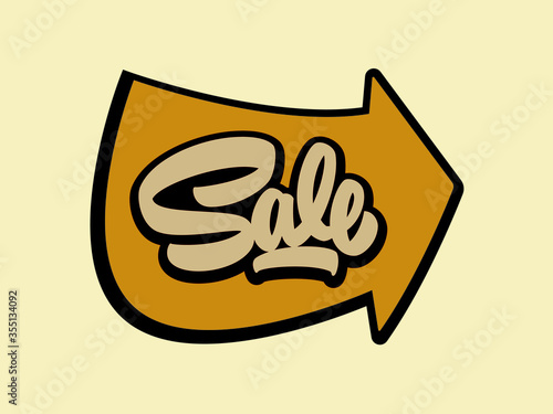 "Sale" arrow with a custom script lettering.	
