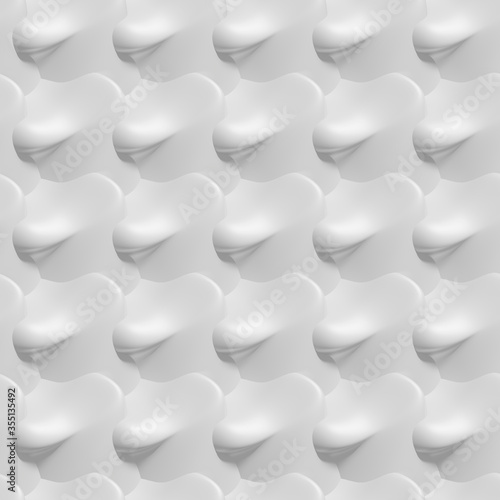 3D rendering seamless texture. White abstract geometric pattern. Origami paper style.