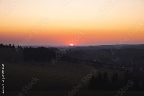 Fototapeta Naklejka Na Ścianę i Meble -  sunset in the mountains - Orlicke hory