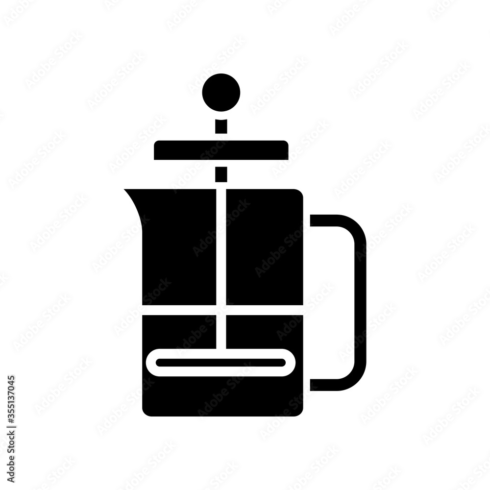 press coffee maker, glyph icon press coffee maker, glyph icon