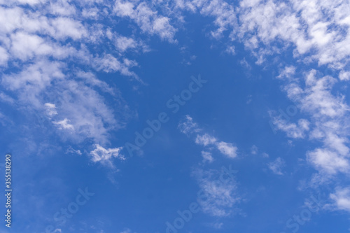 Blue sky background with white clouds, nature