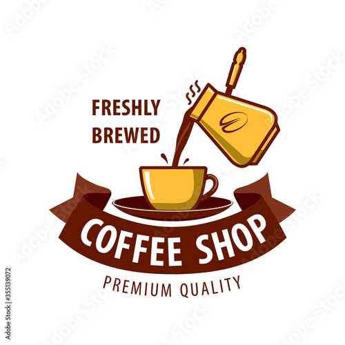 Coffee shop logo design template. Retro coffee emblem. Vector art.