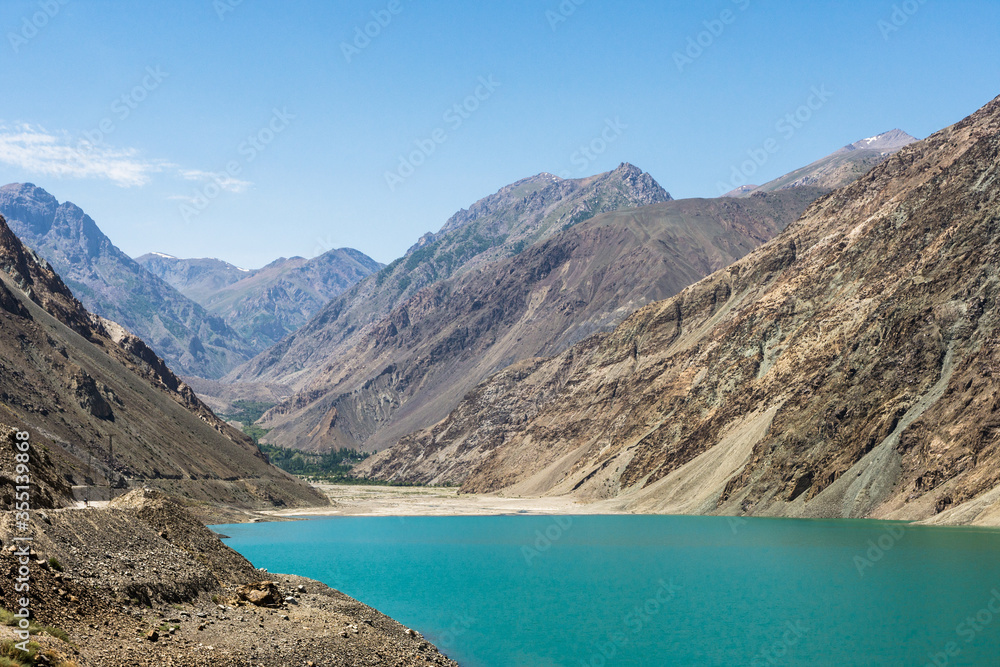 Lake surrounded by mountains, Sadpara dam in Skardu, Pakistan