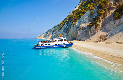 Egremni Beach, Lefkada Island, Greece - ranked as one of the best beaches in Europe. This beautiful beach can be reached only by boat. photo