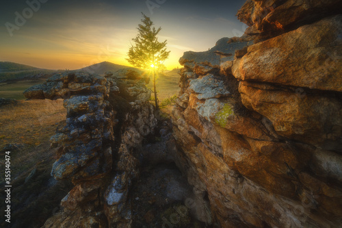 sunset in the mountains