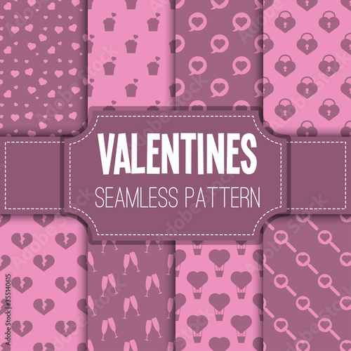 Valentines day seamless pattern background love typography holiday elements romantic wedding gift card sign illustration.