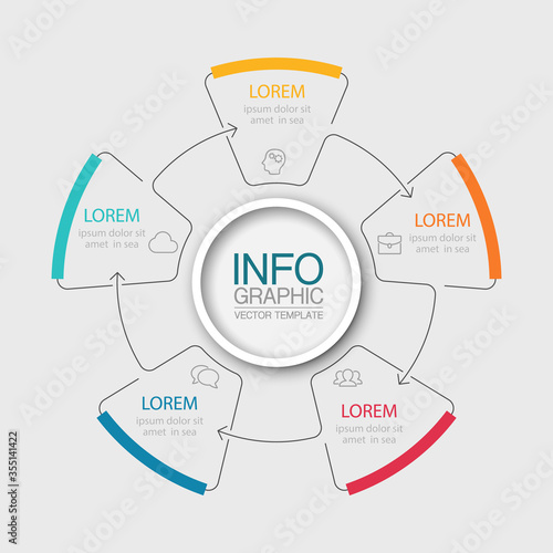 Modern design template for infographics, business, presentations, web design, 5 steps,  options.