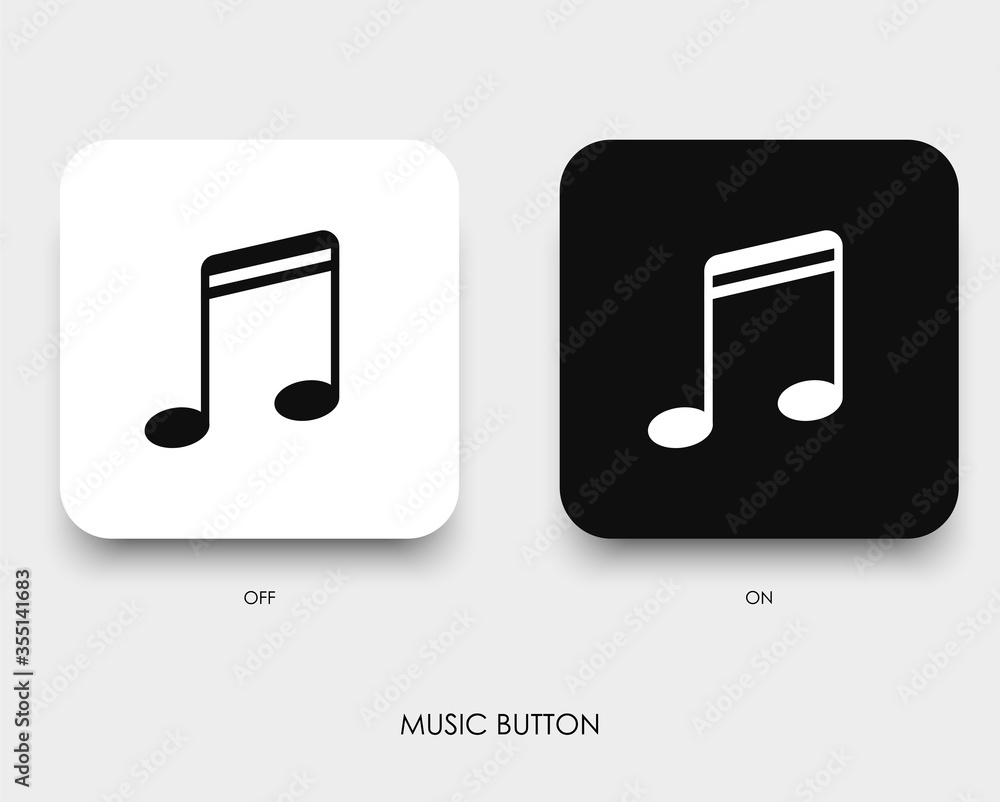 Modern music button with pushing effect and shadow for UI, system interface, application etc. Designed in minimalism style, flat isolated melody icon. Eps 10 vector Modern music button with pushing effect and shadow for UI, system interface, application etc. Designed in minimalism style, flat isolated melody icon. Eps 10 vector